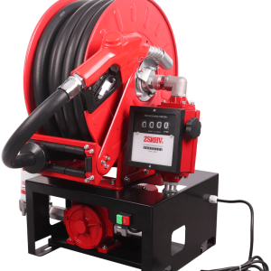 12V & 110V Diesel Fuel Transfer Pump with 50 FT Auto-Retractable Hose Reel