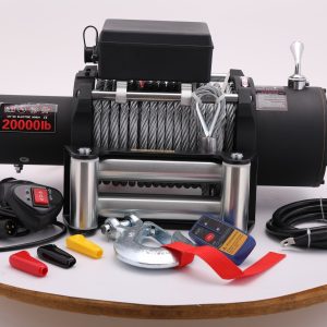 20000LB 12V Electric Winch – Heavy Duty 7.8HP Series Wound Motor, 4-Stage Planetary Gear, Roller Fairlead – SU20000