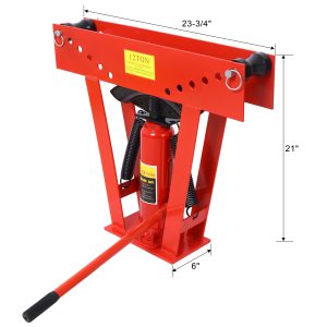 12 Ton Pipe Bender Manual Hydraulic, Piping Bending Exhaust Tube Fabric with 6 Dies, Adjustable Rollers 90-180 Degree Bending Steel Iron Metal Ratcheting for Pipe Tube Bender
