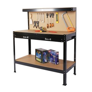 63 in Steel Workbench with Drawer and Pegboard