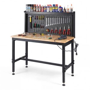 48″ Heavy-Duty Workbench 2000LBS Capacity 7-Level Height Adjustable with Built-in Power Strip