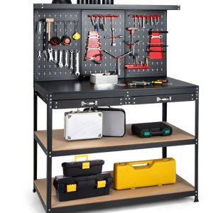 48 Inch Workbench with Pegboard and Drawers