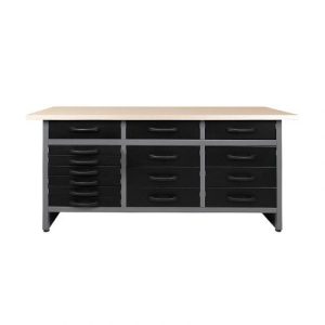 63″ Heavy-Duty Metal Workbench with 15 Drawers | Garage Tool Storage Organizer