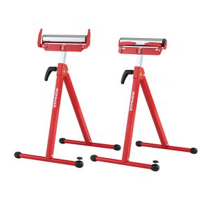 2-Pack Heavy Duty Metal Folding Roller Stand with Edge Guides Portable Woodworking Support