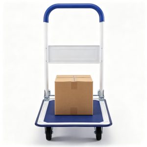 Folding Platform Hand Truck, Heavy-Duty Metal Push Cart with 330LBS Weight Capacity, Non-Slip Platform & Shock-Absorbing PU Wheels for Moving Warehouse Delivery