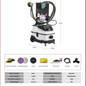 Autobody Sanding & Grinding Machine with Vacuum – Dust-Free Dry Sanding System 1226G3 – Paint & Body Repair Tool