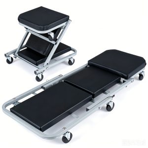 40" 2-in-1 Mechanic Creeper Seat with 360° Swivel Casters, Heavy Duty Metal Frame Auto Repair Rolling Stool with 1.5" Thick Oil-Proof Cushion for Garage Car Maintenance