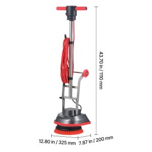 Floor Scrubber Machine, Heavy Duty Floor Cleaner Polisher with 2 Wheels, Professional Electric Carpet Buffer, Max 1900 RPM, 43 FT Cord, 3 Pads & 3 Brushes – All Floor Surfaces