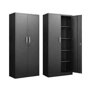 Double Door Steel Storage Cabinet 31.5″ × 15.7″ × 70.9″ Black YCS1D03