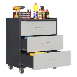3-Drawer Mobile Steel Tool Cabinet with Locking Storage