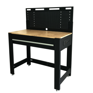Heavy-Duty Steel Workbench with Power Strip, Drawer & Pegboard