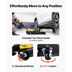 Low Profile Floor Jack, 2.5 Ton (5512 Lbs) Capacity, Steel Racing Floor Jack with Single Piston Quick Lift Pump & Raised Saddle, Hydraulic Trolley Car Lift for SUVs, Lifting Range 3.3″-13.8″