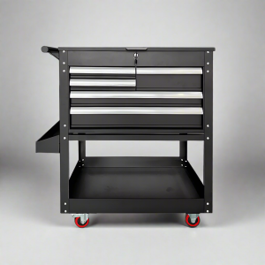5-Drawer Rolling Tool Cart – Red & Black Mechanics Cabinet with Lock
