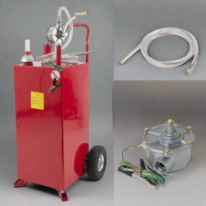 30-Gallon Portable Gas Caddy Fuel Transfer Tank – Manual Rotary Pump Included