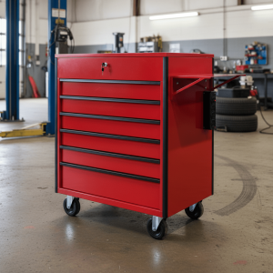34″ 6-Drawer Rolling Tool Bench & Service Cart – Heavy-Duty Steel, Power Strip, Locking Drawers